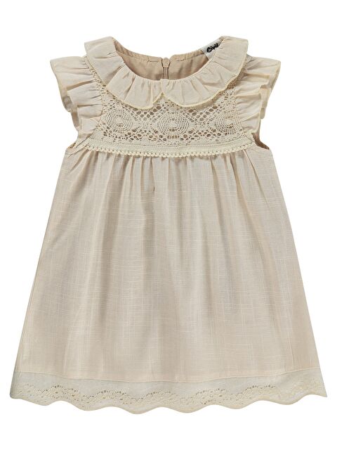 Civil Baby Bebek Yaka Dantelli 6-18 Ay Elbise - Bej