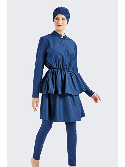 C&City Tam Kapalı 4 Lü Pileli Tesettür Mayo C14122 Lacivert - S000215951-21164