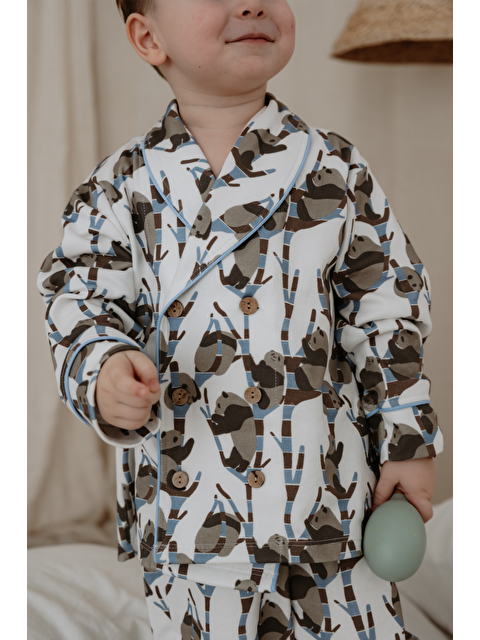 Oh La La Koala For Little Ones Panda Desenli Yaka Detaylı Pijama Üst