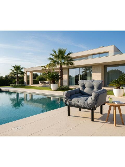 Pafu Nitta Tekli Su Geçirmez Bahçe Koltuğu - Gri-Mavi
