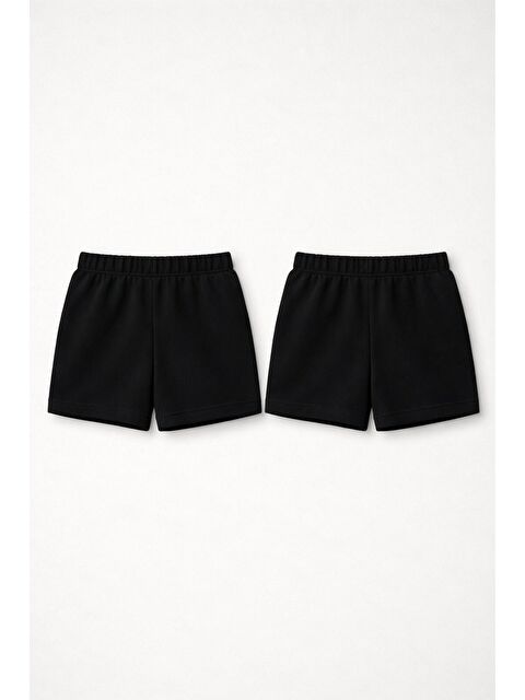 JackandRoy 2li Set Genç Kız Beli Lastikli Basic Pamuklu Şort - S000524814-19351