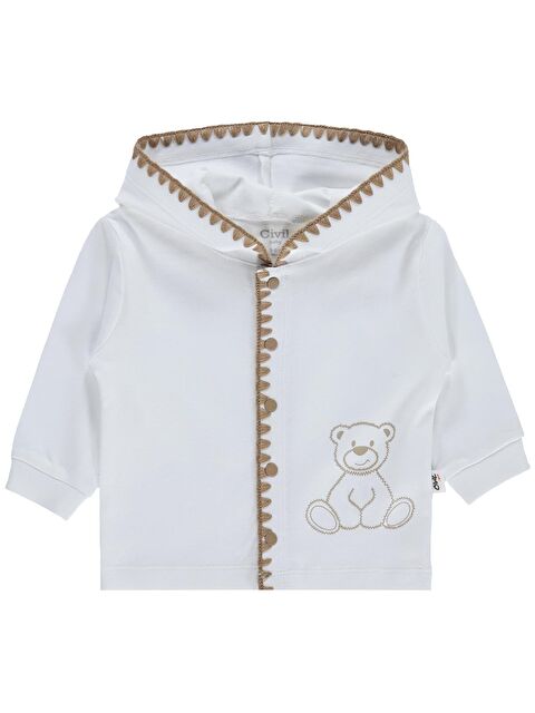 Civil Baby Oturan Tatlı Ayı Baskılı 3-18 Ay Hırka - Ekru