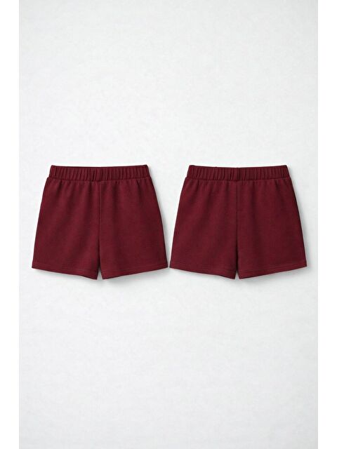 JackandRoy 2li Set Genç Kız Beli Lastikli Basic Pamuklu Şort - S000524814-19951