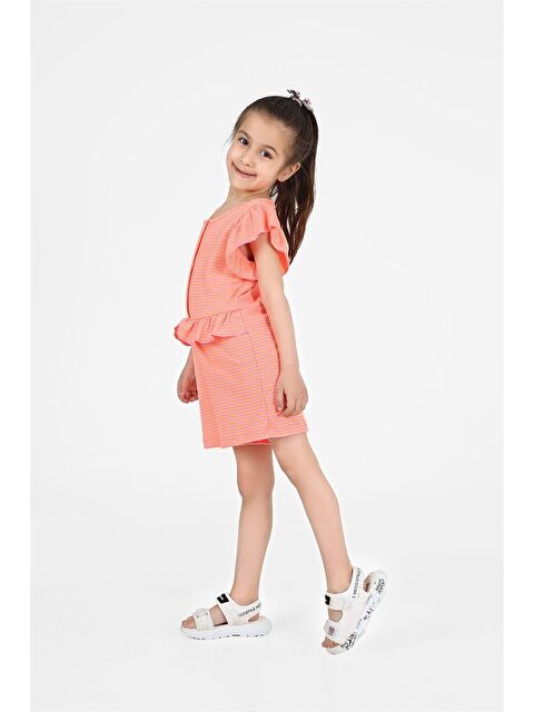 Luess Kız Çocuk Fırfır Detaylı Çıtçıtlı Renkli Çizgili Tulum - S000138666-37395