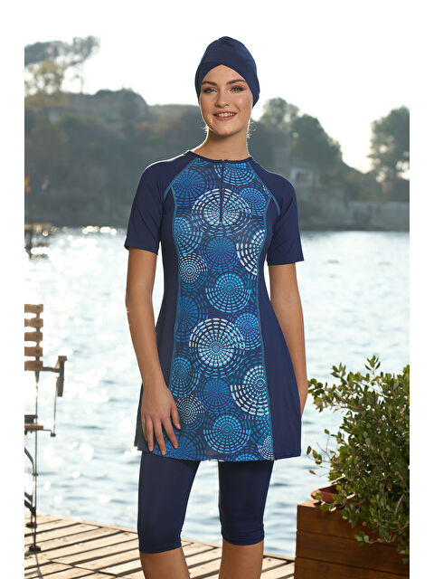 Remsa Kısa Kollu Yarı Kapalı Mayo 24824 Lacivert - S000346943-21164