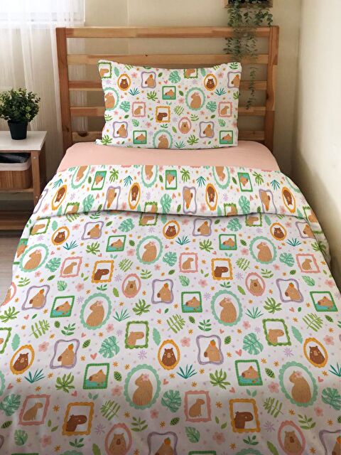 Evmila Desenli Tek Kişilik Flanel Nevresim Takımı 160x220 cm - S000366696-23173