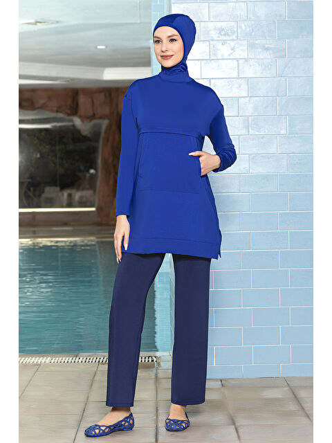 Remsa Önü Cepli Elastanlı Tam Kapalı Tesettür Mayo 1254 Saks - S000346956-23710