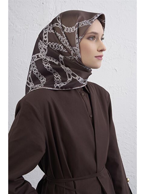 ARMİNE Geometrik Desenli Saf İpek Twill Eşarp 9427D 81 - S000500651-19413