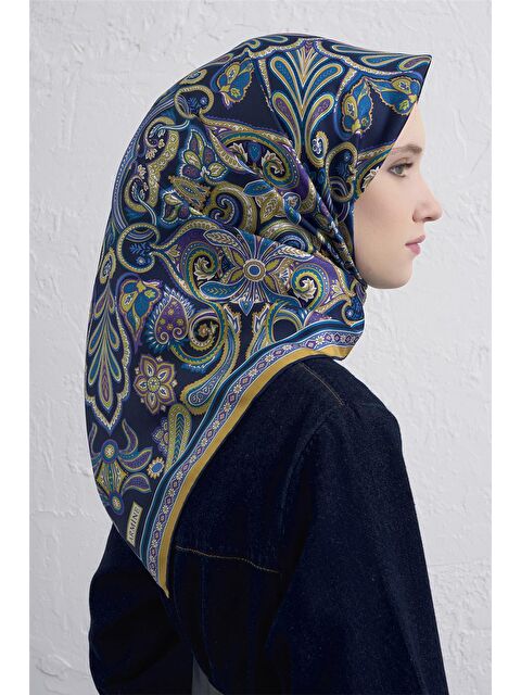 ARMİNE Etnik Desen Saf İpek Twill Eşarp 9421D 08 - S000500631-23173