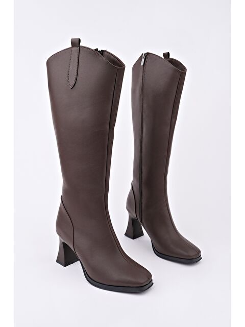 Muggo ASTORİA Küt Burun Yandan Fermuarlı Topuklu Kadın Çizme - S000442715-19413