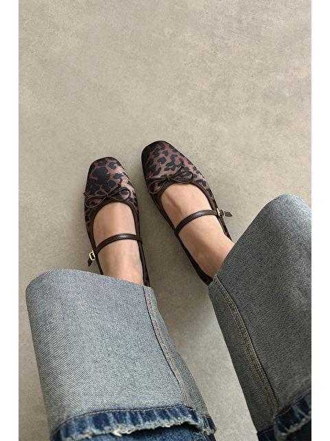 Straswans Maxy Kadın Fiyonk Detay Saten Babet Leopar - S000514470-19413