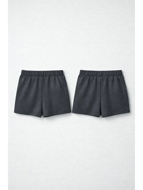 JackandRoy 2li Set Genç Kız Beli Lastikli Basic Pamuklu Şort - S000524814-33408