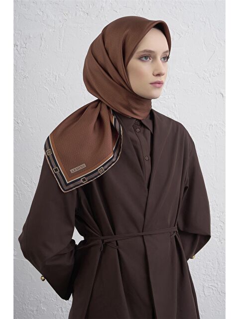 ARMİNE Monogram Desenli Saf İpek Twill Eşarp 9401D 38 - S000500654-29705