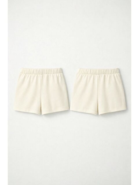 JackandRoy 2li Set Genç Kız Beli Lastikli Basic Pamuklu Şort - S000524814-19965