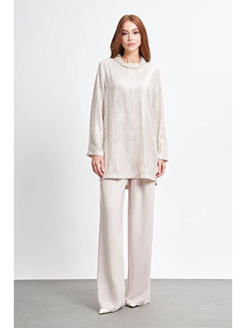 Mizalle Pileli Krep Taş Pantolon - S000130118-25636