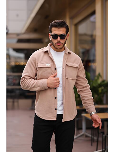Stilkombin Oversize Düz Cepli Polar Erkek Gömlek XC U 201 - S000121446-26429