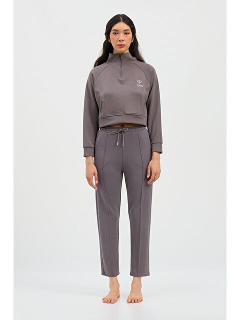 Katia And Bony Kadın Basıc Fluffy Modal Crop Top Koyu Gri - S000332851-29351