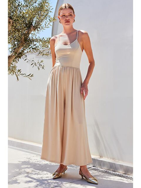 Bigdart 7029 Bol Paça Askılı Tulum - Bej - S000174468-19928