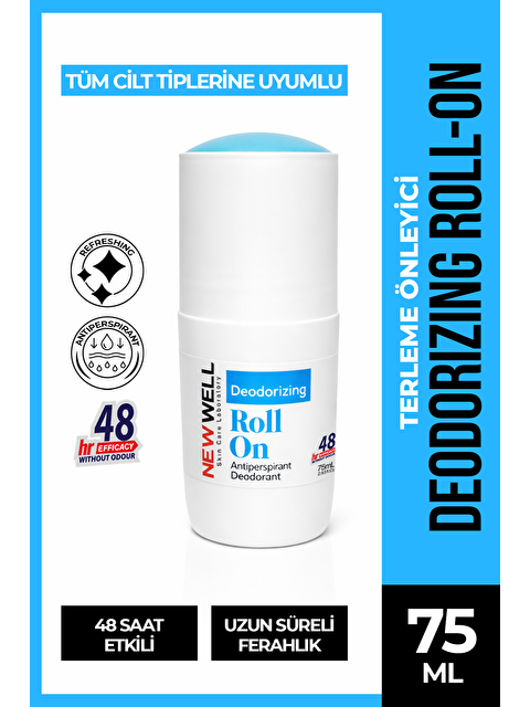 New Well Deodorizing Roll On Terleme Önleyici Koltuk Altı Roll On (Mavi) 75 ML