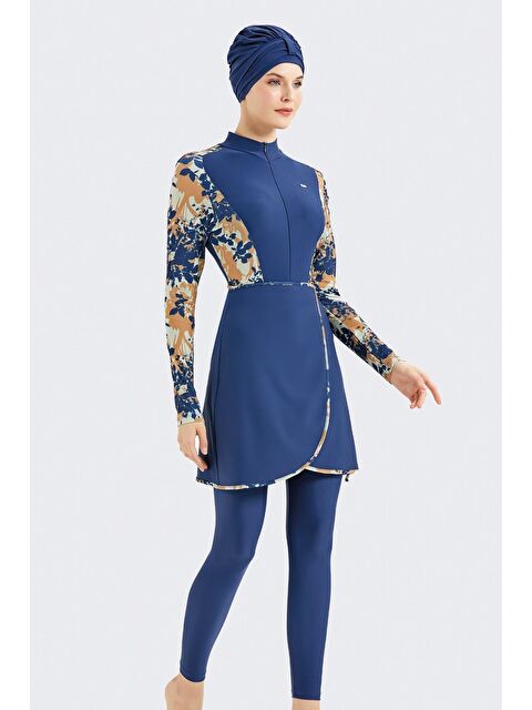 C&City Etekli Taytlı Tam Kapalı Tesettür Mayo C13059 Koyu Lacivert - S000215963-29672