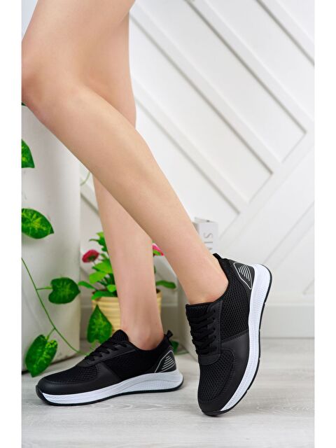 Pasyone Siyah Kadın Fileli Sneaker Günlük Ayakkabı - S000459509-19351