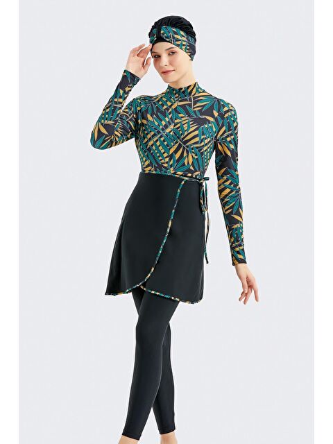 C&City Etekli Taytlı Tam Kapalı Tesettür Mayo C13059 Yeşil - S000215963-18194