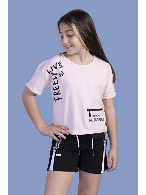 Toontoykids Kız Çocuk Cep Detaylı Baskılı Şortlu Takım - S000271089-7152