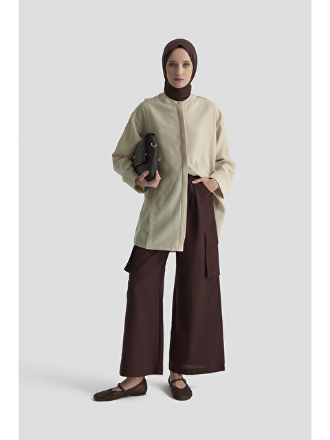 ARMİNE Hakim Yaka Lyocell Tunik Kum