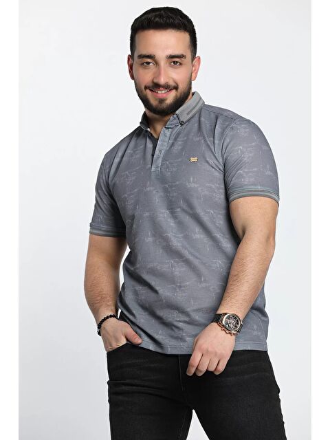 Mishar İtalia Kendinden Desenli Elastanlı Polo Yaka Erkek Tişört - S000300868-33408