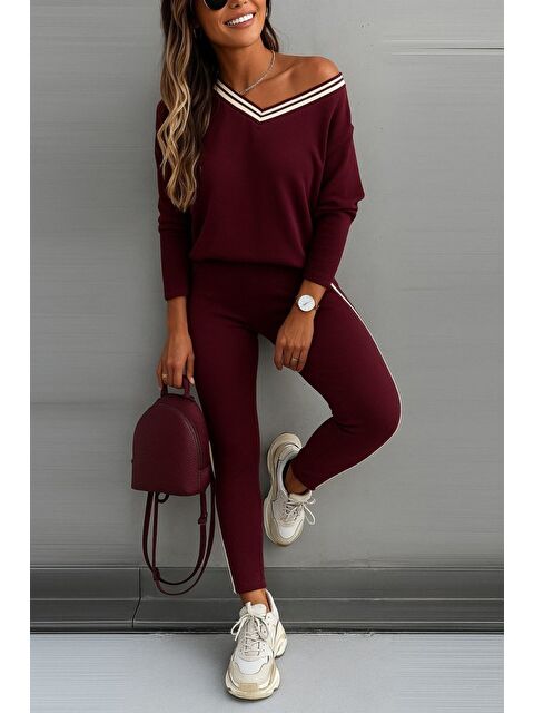 Jane's Kadın Uzun Kollu Tek Omuzu Açık Detaylı Viskon Iki Iplik Bluz Ve Pantolon Ikili Takım