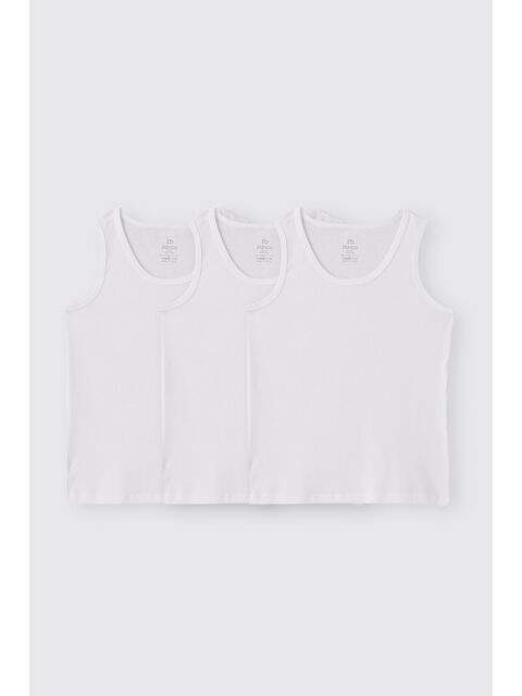 Panço Erkek Çocuk Kalın Askılı Beyaz 3'lü Atlet - S000527864-20063