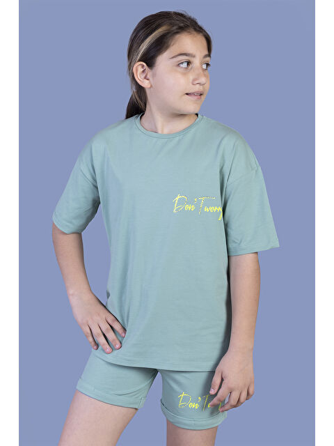 Toontoykids Kız Çocuk Baskılı Taş İşlemeli Şortlu Takım - S000270620-18194