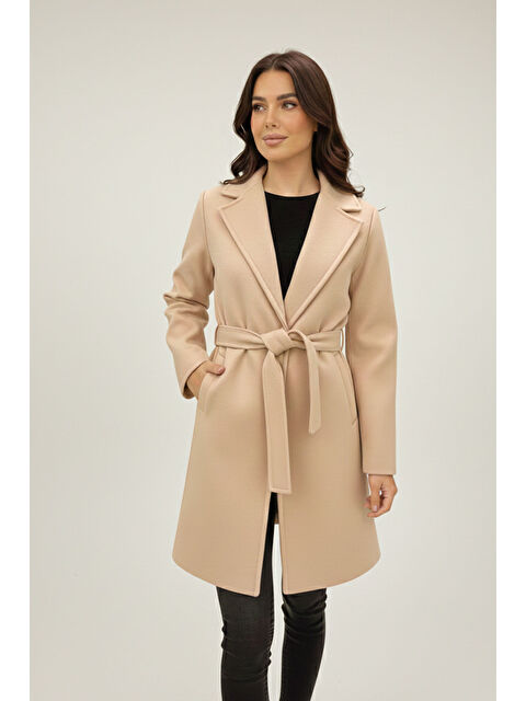 Bigdart Kadın Kuşaklı Kaban 9171 - Bej - S000491198-19928