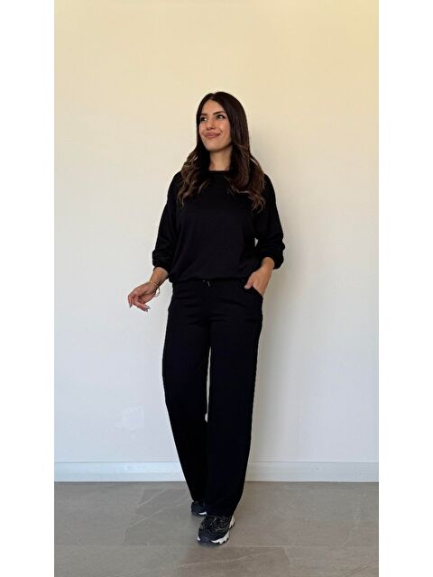 Jane's Kadın Uzun Kollu Bisiklet Yaka Viskon Iki Iplik Bluz Ve Pantolon Ikili Takım