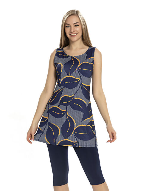 Remsa Sıfır Kol Taytlı Yarı Kapalı Mayo 152-504 Lacivert - S000347410-21164