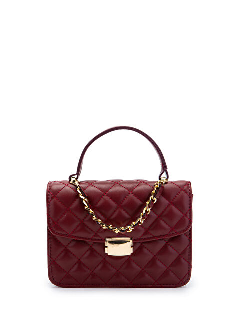 Minebag Gold Zincir Charm Detaylı Isabella Kadın Çapraz Çanta Bordo - S000519105-19951