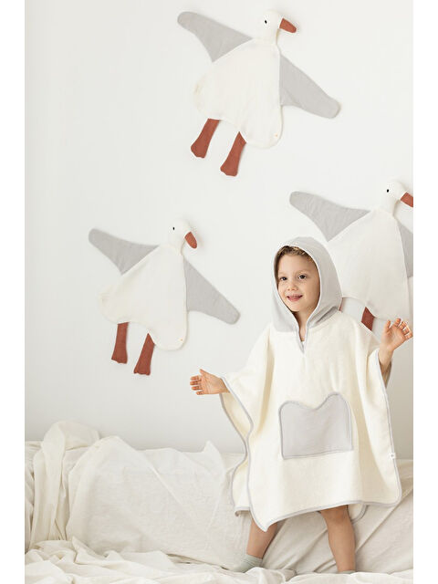 İrya Joy of Colors Organik Pamuk Müslin Detaylı Çocuk Panço Gri - S000503741-20600