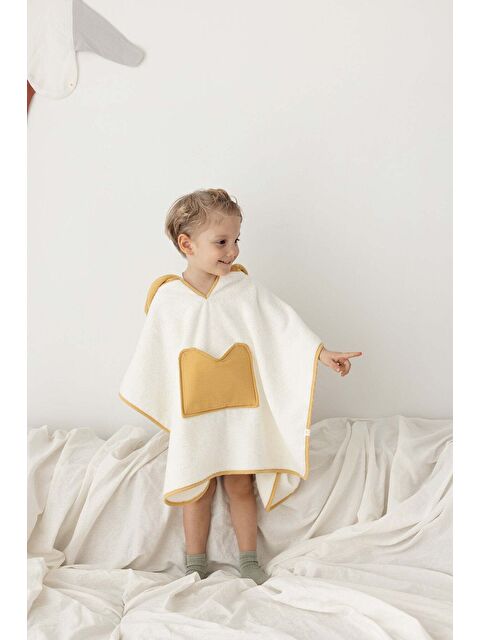 İrya Joy of Colors Organik Pamuk Müslin Detaylı Çocuk Panço Hardal - S000503741-7379