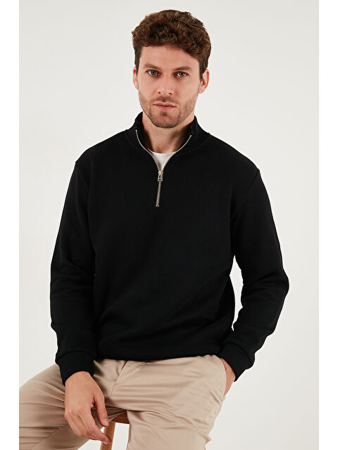 Buratti Pamuklu Relaxed Fit Yarım Fermuarlı Sıfır Yaka Örme Sweat 5901076 - S000439373-19351