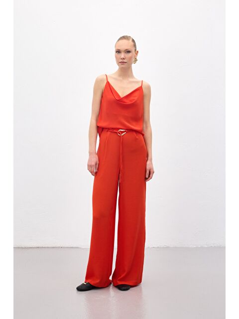 SATEEN Kemerli Salaş Pantolon - Oranj - S000389157-20013