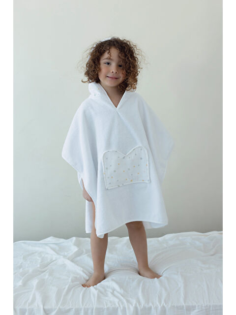 İrya Dreamer Organik Pamuk Müslin Detaylı Çocuk Panço Beyaz - S000503749-20063