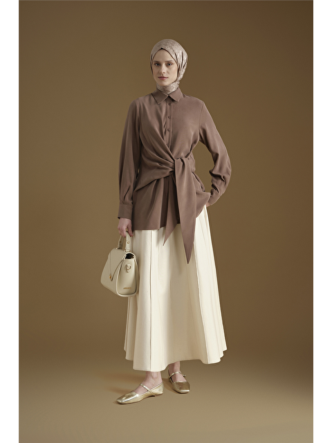 ARMİNE Bağlama Detaylı Tunik Kakao