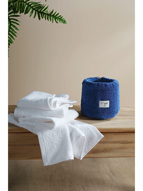 İrya Bouquet Çantalı 4'lü El Havlusu Petrol Mavisi-Ekru - S000503750-37399