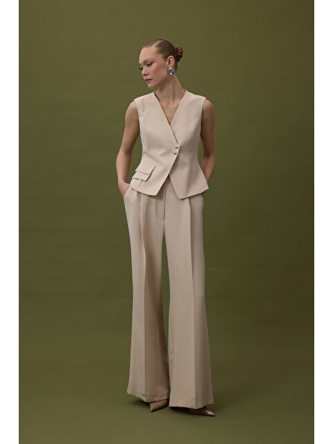 SATEEN Sofia Palazzo Pantolon - Bej - S000506930-19928