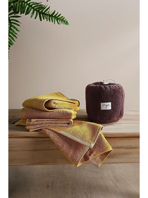 İrya Bouquet Çantalı 4'lü El Havlusu Acı Kahve-Hardal - S000503750-28102