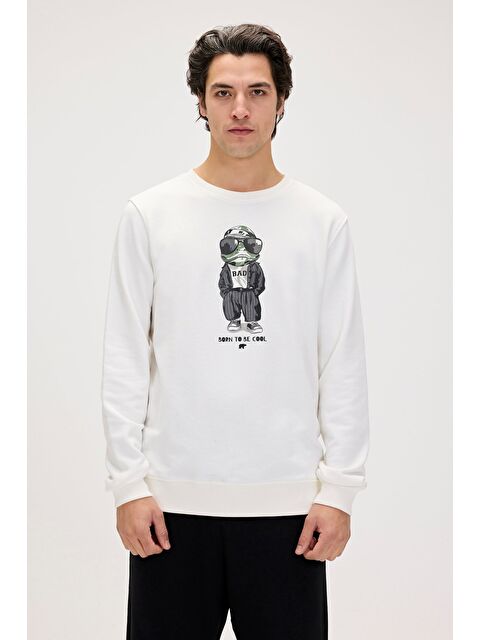 Bad Bear Gator Beyaz Erkek Baskılı Sweatshirt - S000259615-20063