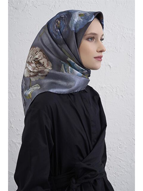 ARMİNE Çiçek Desenli Saf İpek Twill Eşarp 9419D 36 - S000500640-23173
