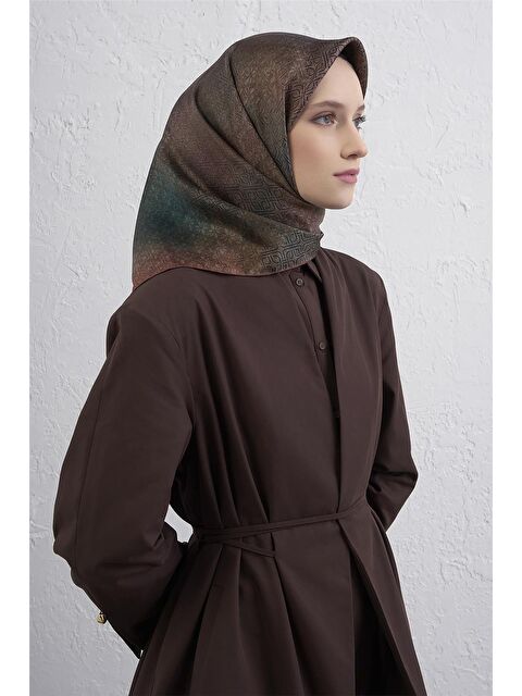 ARMİNE Klasik Desenli Saf İpek Twill Eşarp 9437D 12 - S000500617-19413