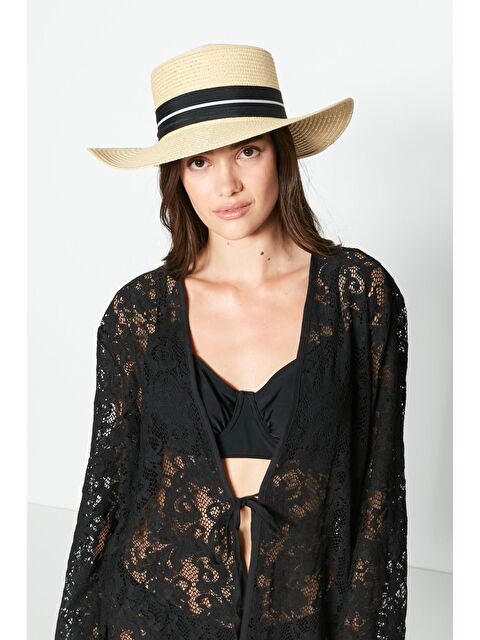 C&City Panama Model Hasır Plaj Şapkası Y23730-39 Orta Bej - S000216818-24202