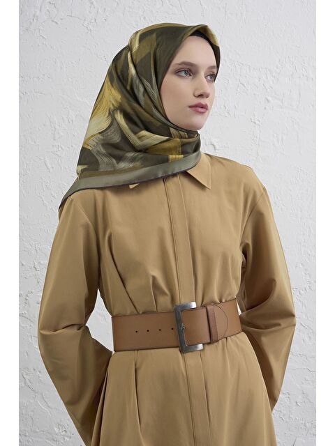 ARMİNE Geometrik Desenli Saf İpek Twill Eşarp 9413D 04 - S000500624-23173